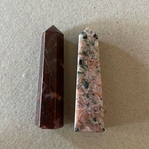 Orchid Calcite and Petrified Wood Mini Towers
